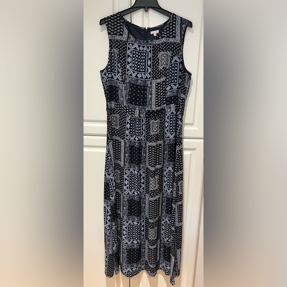 Talbots Maxi Dress Size 16 Bandana Print NWT Blue Combo Paisley Navy